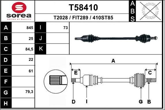 EAI T58410 - Приводний вал autozip.com.ua