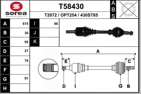 EAI T58430 - Приводний вал autozip.com.ua