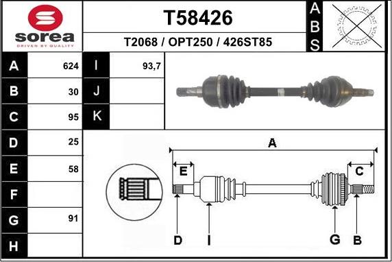 EAI T58426 - Приводний вал autozip.com.ua