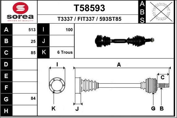 EAI T58593 - Приводний вал autozip.com.ua