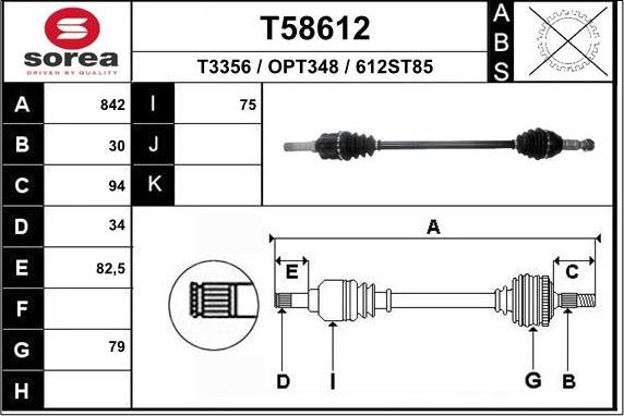 EAI T58612 - Приводний вал autozip.com.ua