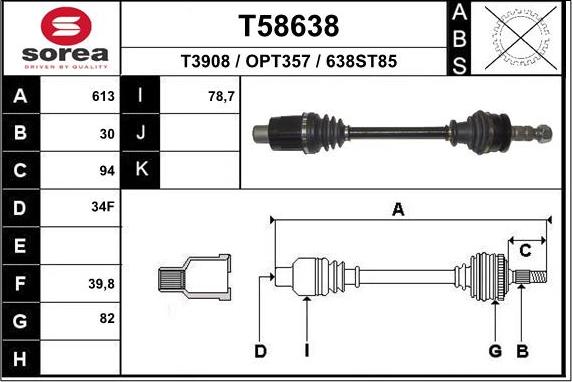 EAI T58638 - Приводний вал autozip.com.ua