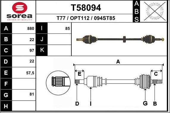 EAI T58094 - Приводний вал autozip.com.ua