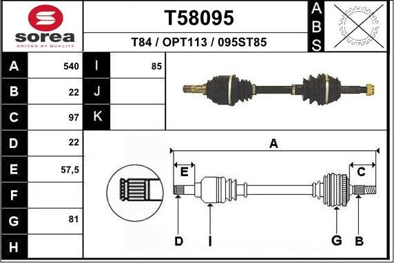 EAI T58095 - Приводний вал autozip.com.ua