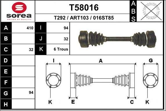 EAI T58016 - Приводний вал autozip.com.ua