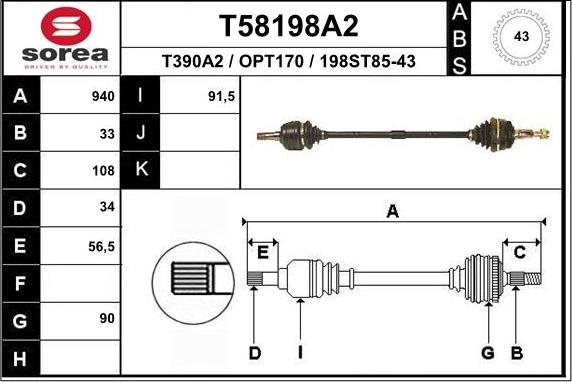 EAI T58198A2 - Приводний вал autozip.com.ua