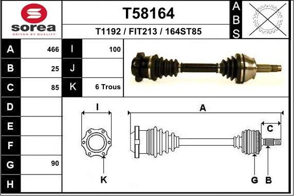 EAI T58164 - Приводний вал autozip.com.ua