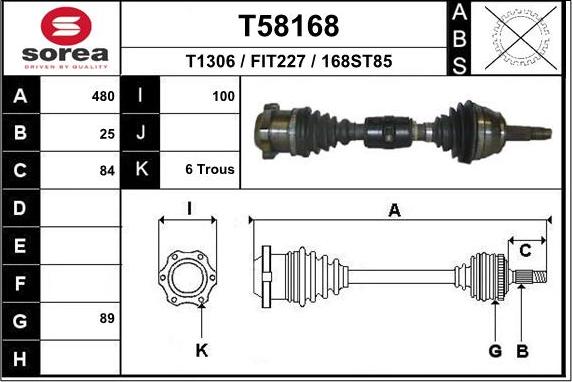 EAI T58168 - Приводний вал autozip.com.ua
