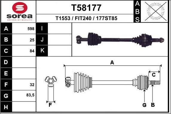 EAI T58177 - Приводний вал autozip.com.ua