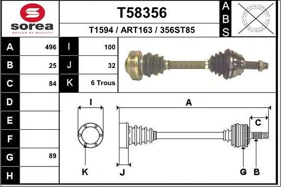 EAI T58356 - Приводний вал autozip.com.ua