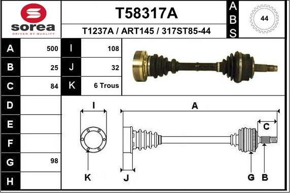 EAI T58317A - Приводний вал autozip.com.ua