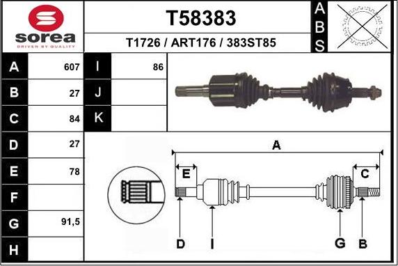 EAI T58383 - Приводний вал autozip.com.ua