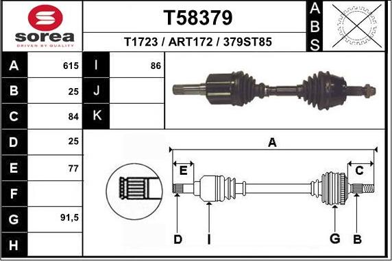 EAI T58379 - Приводний вал autozip.com.ua
