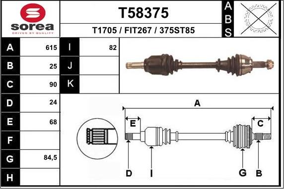 EAI T58375 - Приводний вал autozip.com.ua