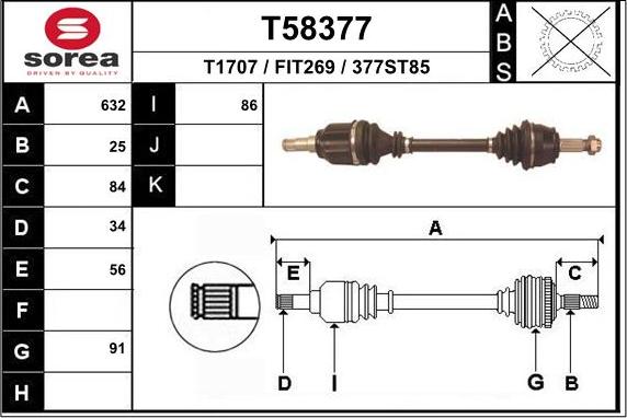 EAI T58377 - Приводний вал autozip.com.ua