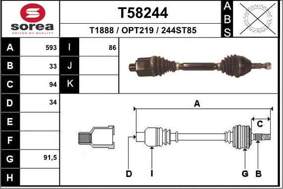 EAI T58244 - Приводний вал autozip.com.ua