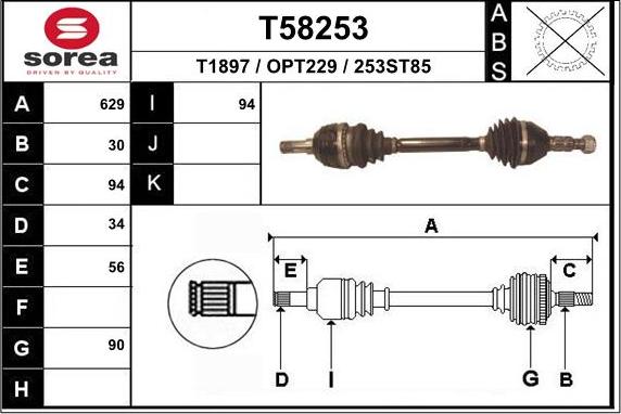 EAI T58253 - Приводний вал autozip.com.ua