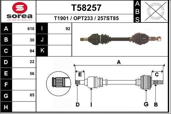 EAI T58257 - Приводний вал autozip.com.ua