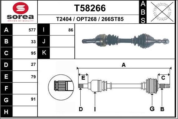 EAI T58266 - Приводний вал autozip.com.ua