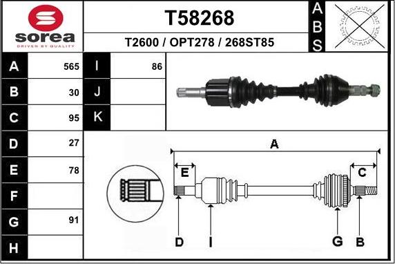EAI T58268 - Приводний вал autozip.com.ua