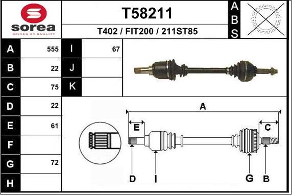 EAI T58211 - Приводний вал autozip.com.ua