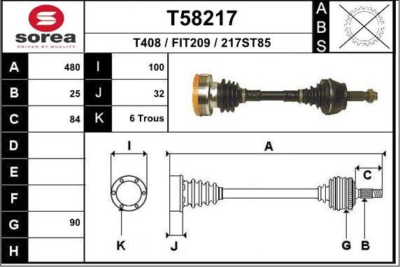 EAI T58217 - Приводний вал autozip.com.ua