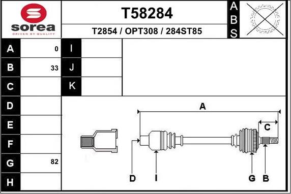 EAI T58284 - Приводний вал autozip.com.ua