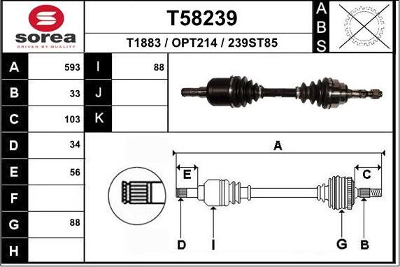 EAI T58239 - Приводний вал autozip.com.ua