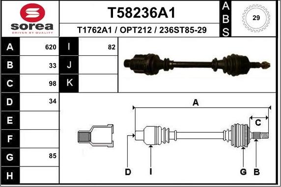 EAI T58236A1 - Приводний вал autozip.com.ua