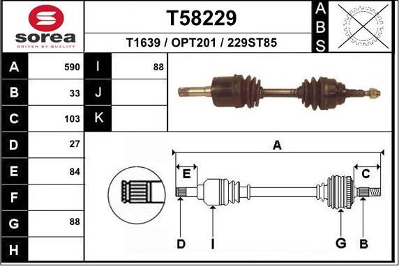 EAI T58229 - Приводний вал autozip.com.ua