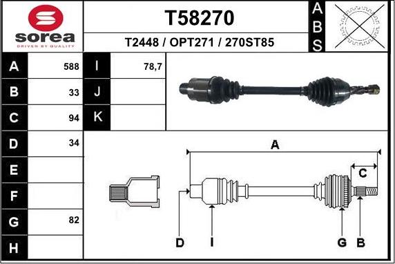 EAI T58270 - Приводний вал autozip.com.ua