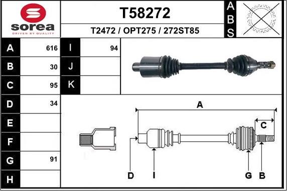 EAI T58272 - Приводний вал autozip.com.ua