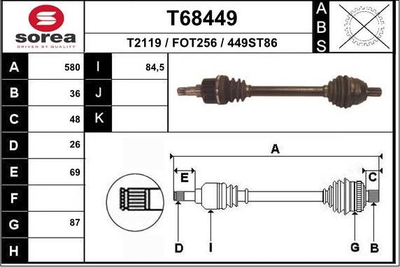 EAI T68449 - Приводний вал autozip.com.ua