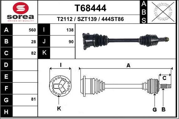 EAI T68444 - Приводний вал autozip.com.ua