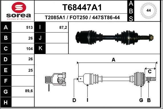 EAI T68447A1 - Приводний вал autozip.com.ua