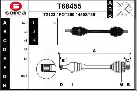 EAI T68455 - Приводний вал autozip.com.ua