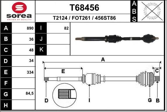 EAI T68456 - Приводний вал autozip.com.ua