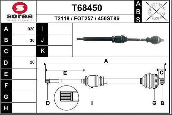 EAI T68450 - Приводний вал autozip.com.ua