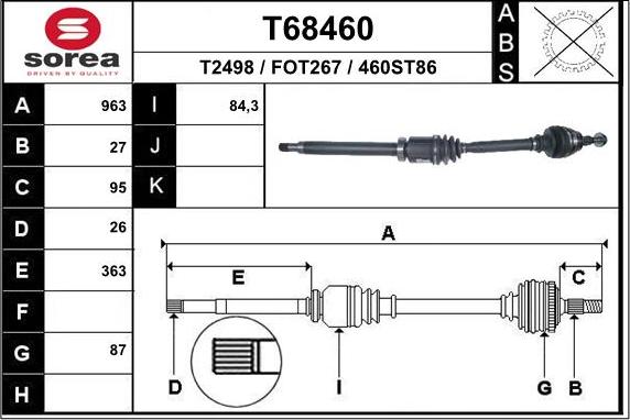 EAI T68460 - Приводний вал autozip.com.ua