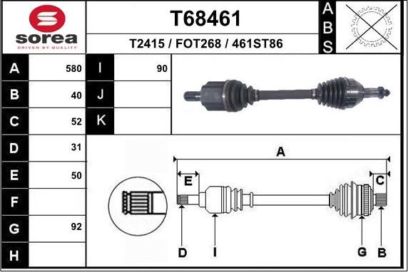 EAI T68461 - Приводний вал autozip.com.ua