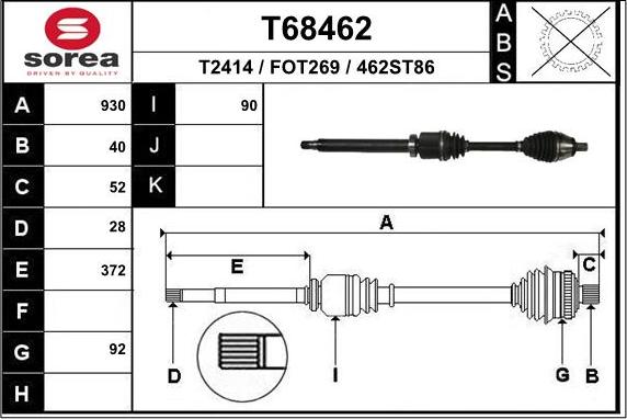 EAI T68462 - Приводний вал autozip.com.ua