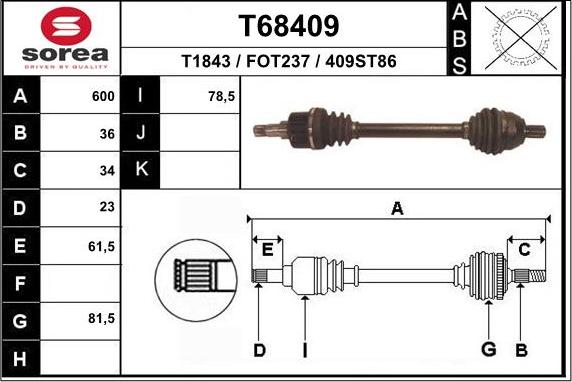 EAI T68409 - Приводний вал autozip.com.ua