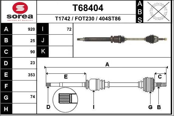 EAI T68404 - Приводний вал autozip.com.ua