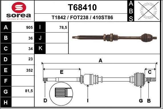 EAI T68410 - Приводний вал autozip.com.ua