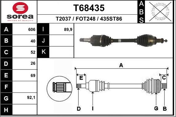 EAI T68435 - Приводний вал autozip.com.ua