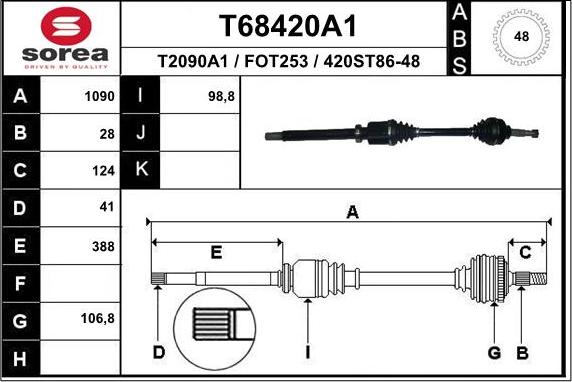 EAI T68420A1 - Приводний вал autozip.com.ua