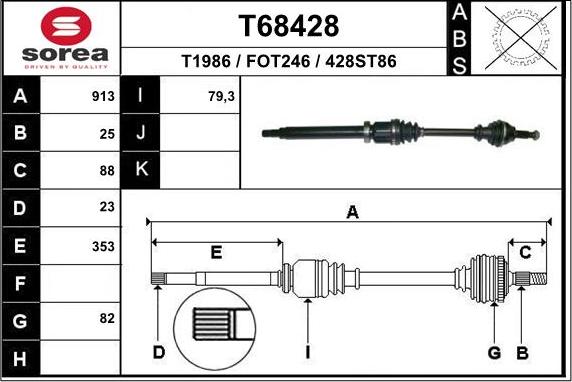 EAI T68428 - Приводний вал autozip.com.ua