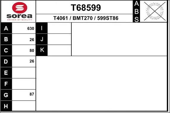 EAI T68599 - Приводний вал autozip.com.ua