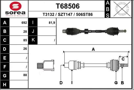 EAI T68506 - Приводний вал autozip.com.ua