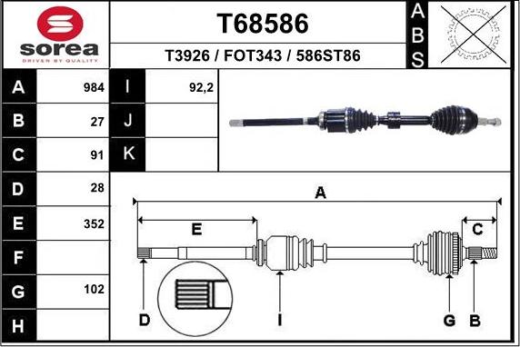 EAI T68586 - Приводний вал autozip.com.ua